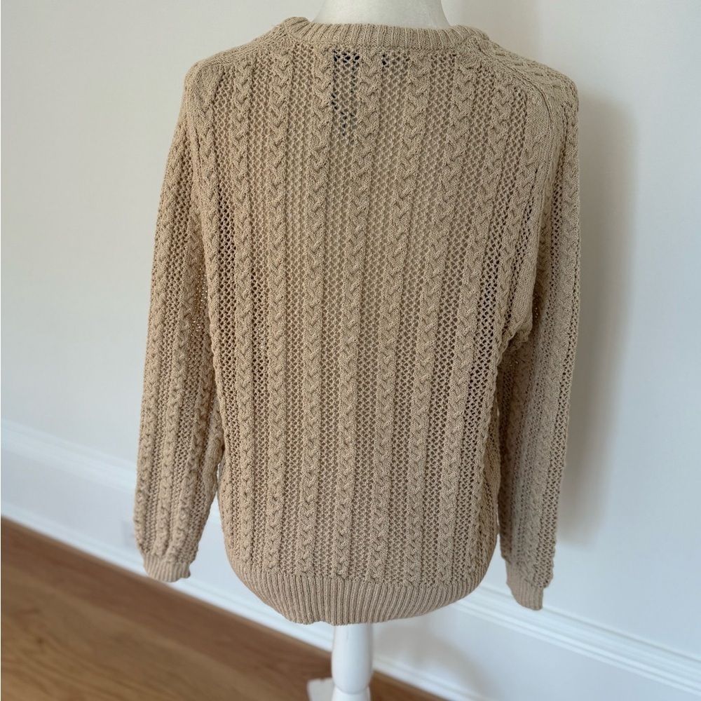 Zara Classic Tan Cable Knit Sweater Size Large - Picture 6 of 10